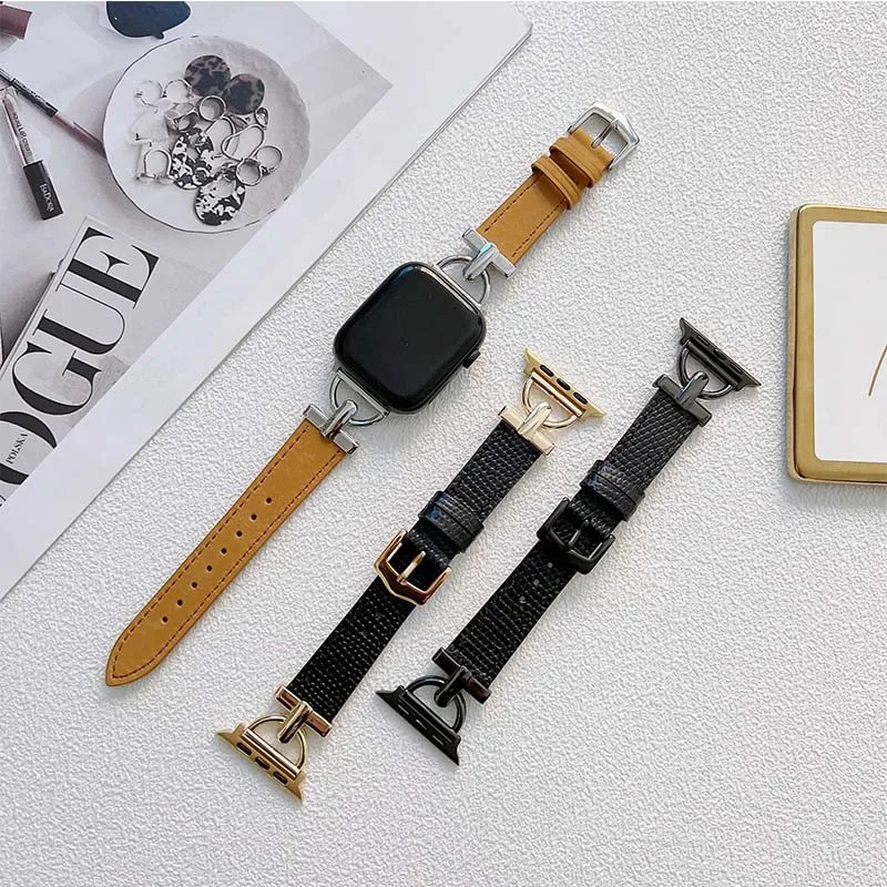 

Metal for Apple Watch 7 41mm 45mm leather strap for iwatch 6 se 5 4 3 Bracelet for apple smart watch correa 38mm 40mm 42mm 44mm