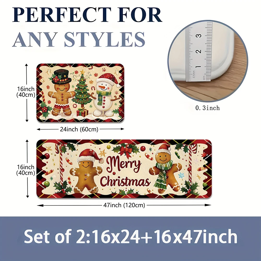 

Рождественский набор кухонных ковриков: дизайн пряников и снеговиков — идеально подходит для любого стиля, фетровые коврики, новогоднее украшение для дома