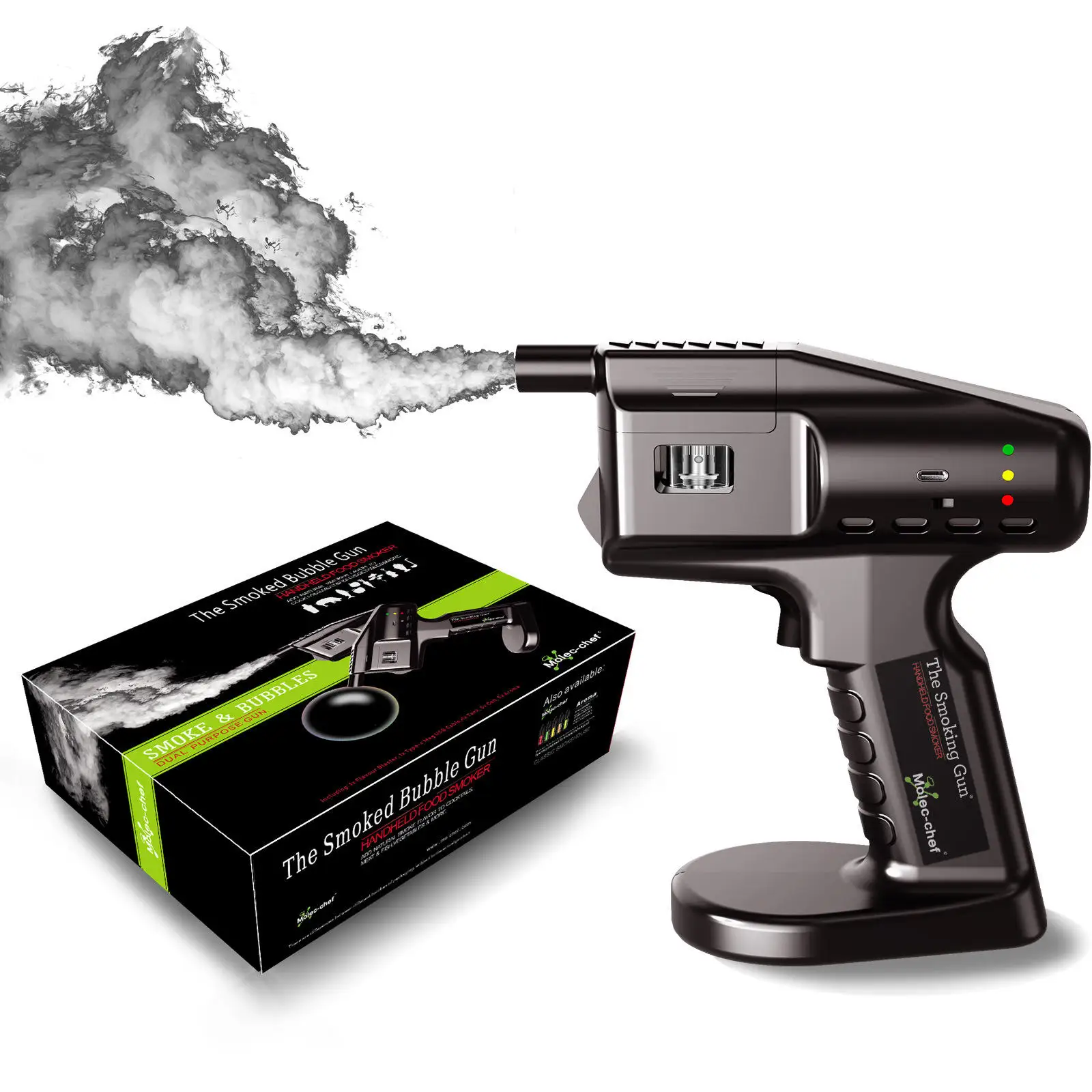 

Smoke Bubble Gun for Cocktail Cocteleria Smoker Smokie Maker Machine Flavor Blaster Gun Kit