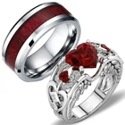Мужское кольцо Amvie из нержавеющей стали, с романтическим сердцем и цирконом, винтажный, свадебные кольца для пары