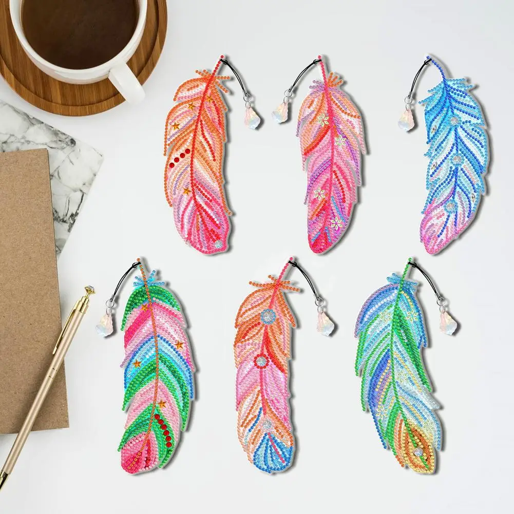 

NEW 6pcs Diamond Painting Bookmark Diy Feather Bookmark Arts Crafts Gifts Great For Reading Crafts Lovers