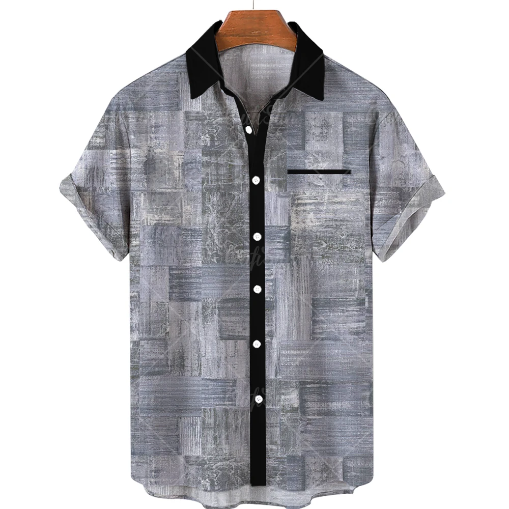

2022 men's Hawaiian shirt men's short-sleeved retro stitching men's casual style shirt fashion summer beach top