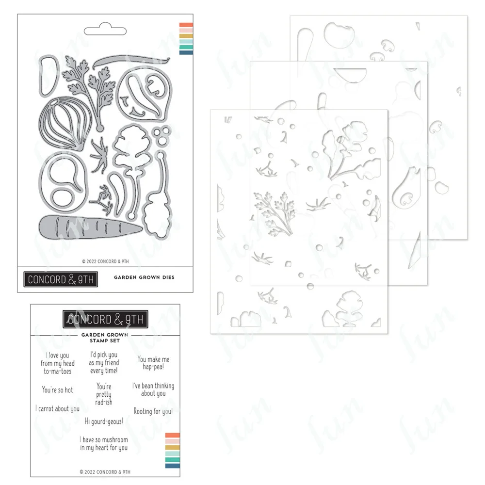 

Metal Cutting Dies and Clear Stamps Layering Stencils Sets Garden Grown Cuts Crafts Paper Card Decoration Scrapbooking Album