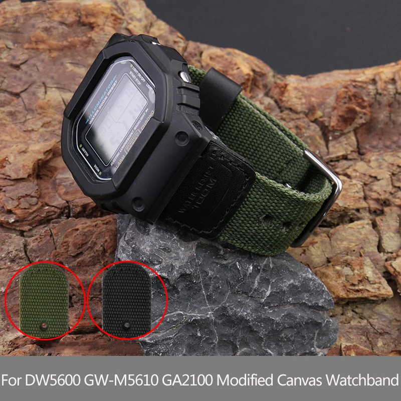 

Nylon Watchband For Casio DW5600 GW-5000 5035 GW-M5610 GA2100 GA2110 GM2100 Modified Canva Watch Bracelet Strap 16MM Men Women