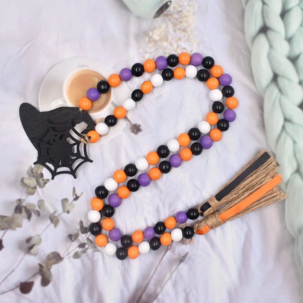 2 шт. Хэллоуин бусины с кисточками украшение для банки деревянная гирлянда