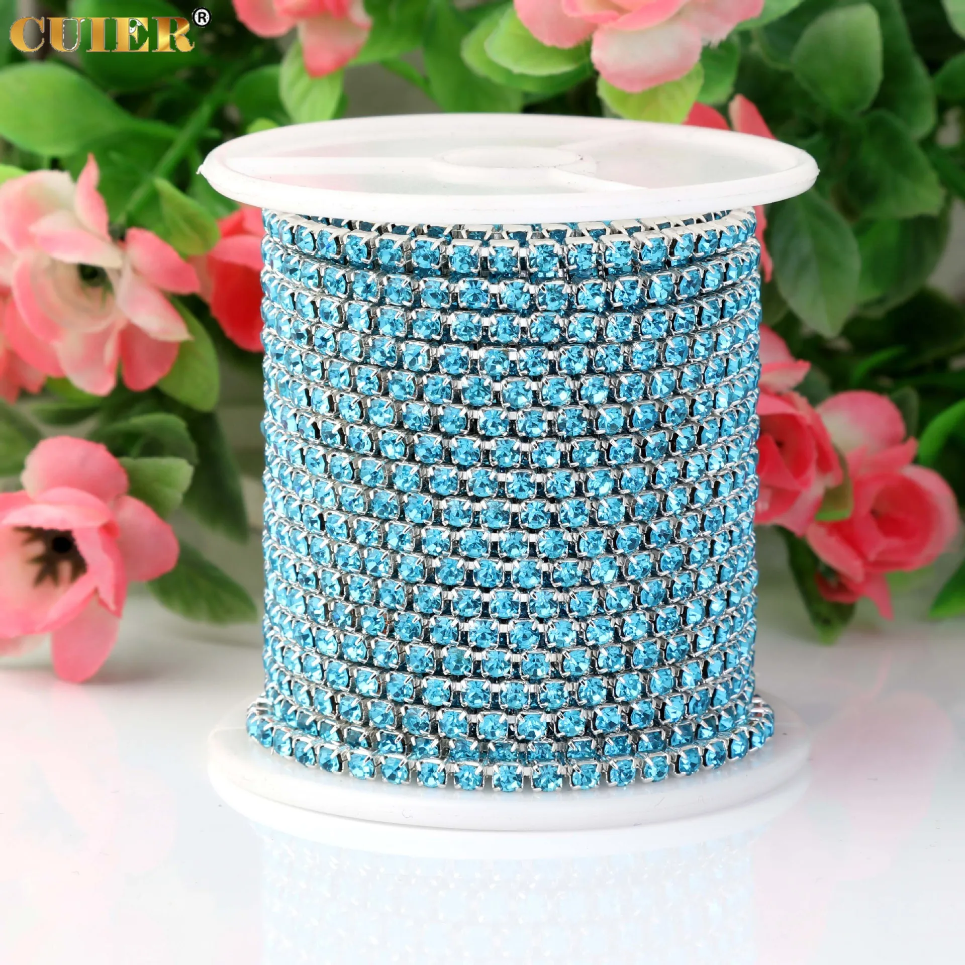 

10 Yards Color Diamond Chain 1.5/2/2.5/2.8/3.0/4mm Rhinestone Claw Chain DIY Mobile Phone Case Sticker Material Crystal Stones