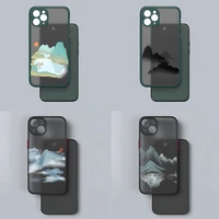 ink landscape phone case for iphone apple 12pro 13 11 pro max mini xs x xr 7 8 6 6s plus se 2020 matte translucent shell