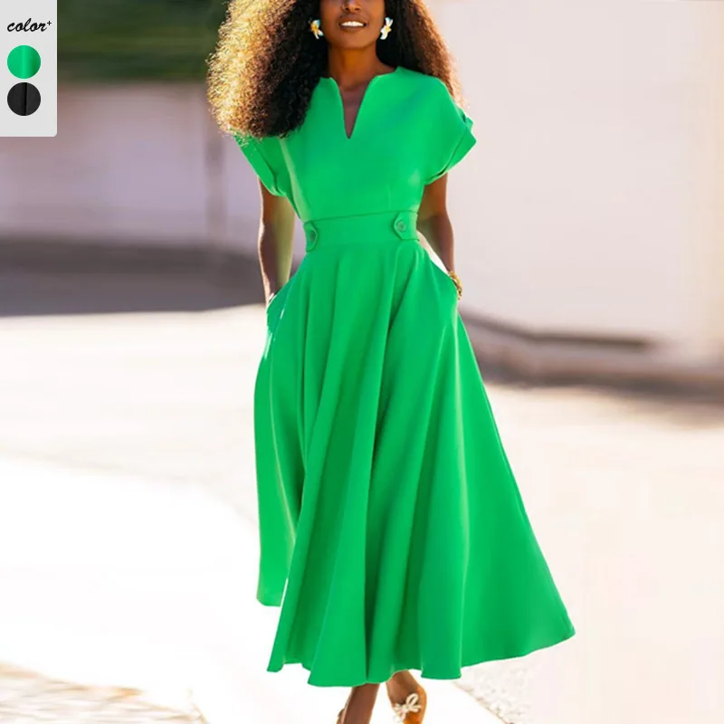 

Women's Elegant Banquet Dress 2023 Summer New Women's Temperament Slim V-neck Dress