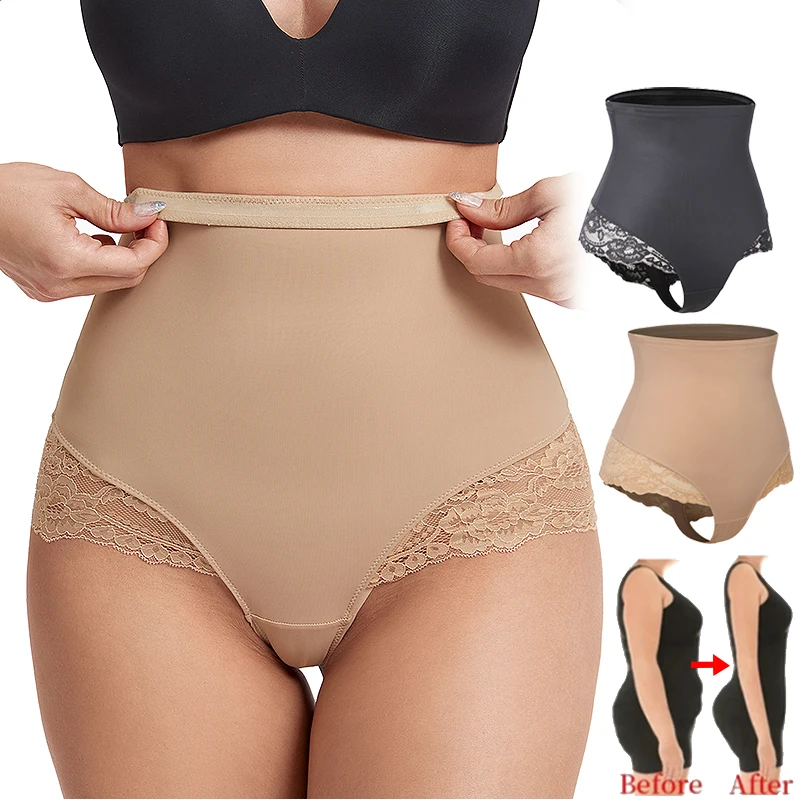 

Shapewear Thong Panty for Women Body Shaper High Waisted Tummy Control Panties Lace Seamless Shapewear Slimming Waist Trainer