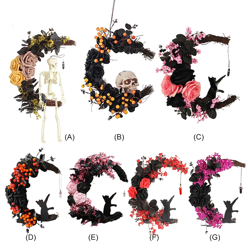 Искусственный венок с черепом входная дверь декор со скелетом на Хэллоуин в