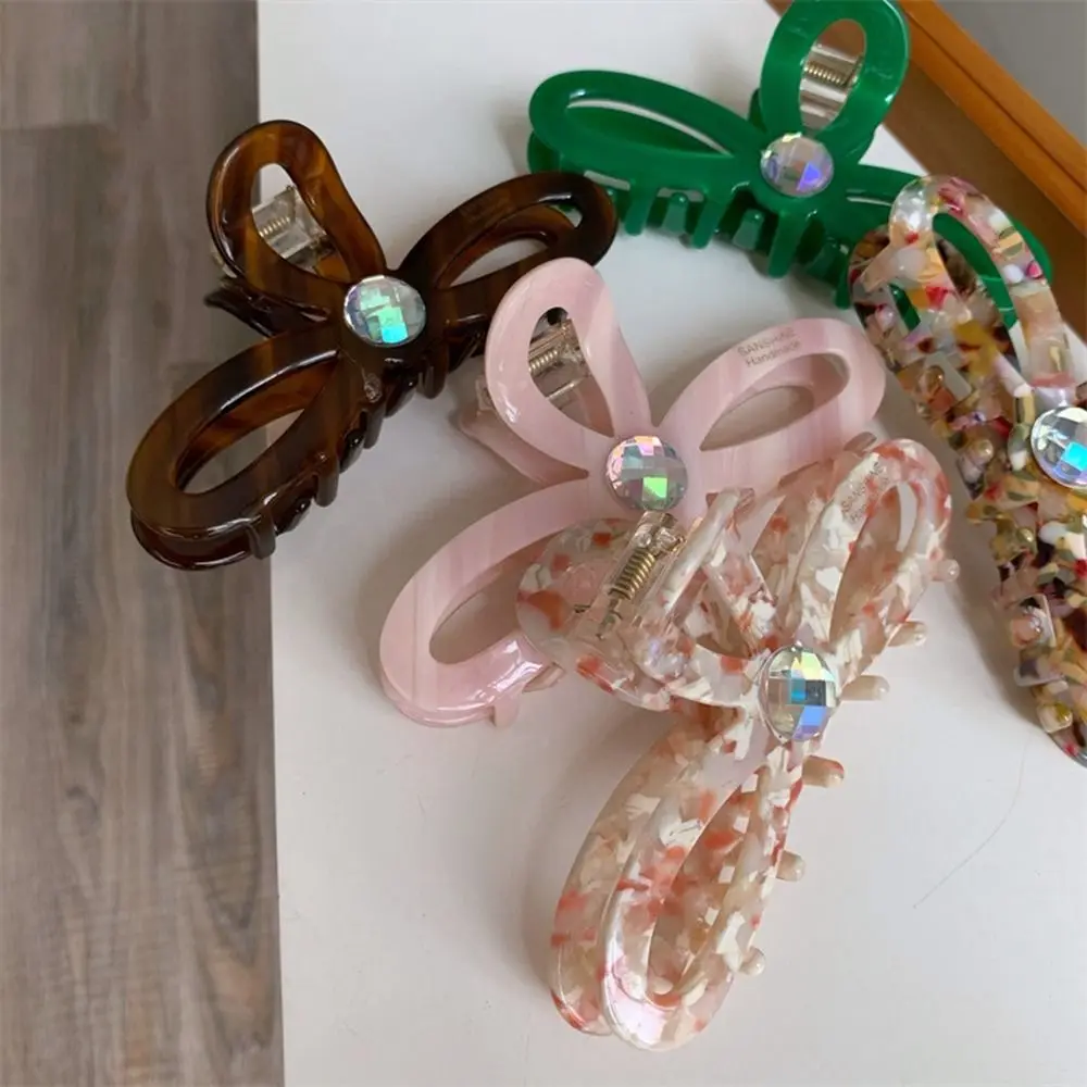 

Bowknot Acetate Bow Hair Claw Fashion Hair Clip Acetic Acid Headdress Rhinestones Daily