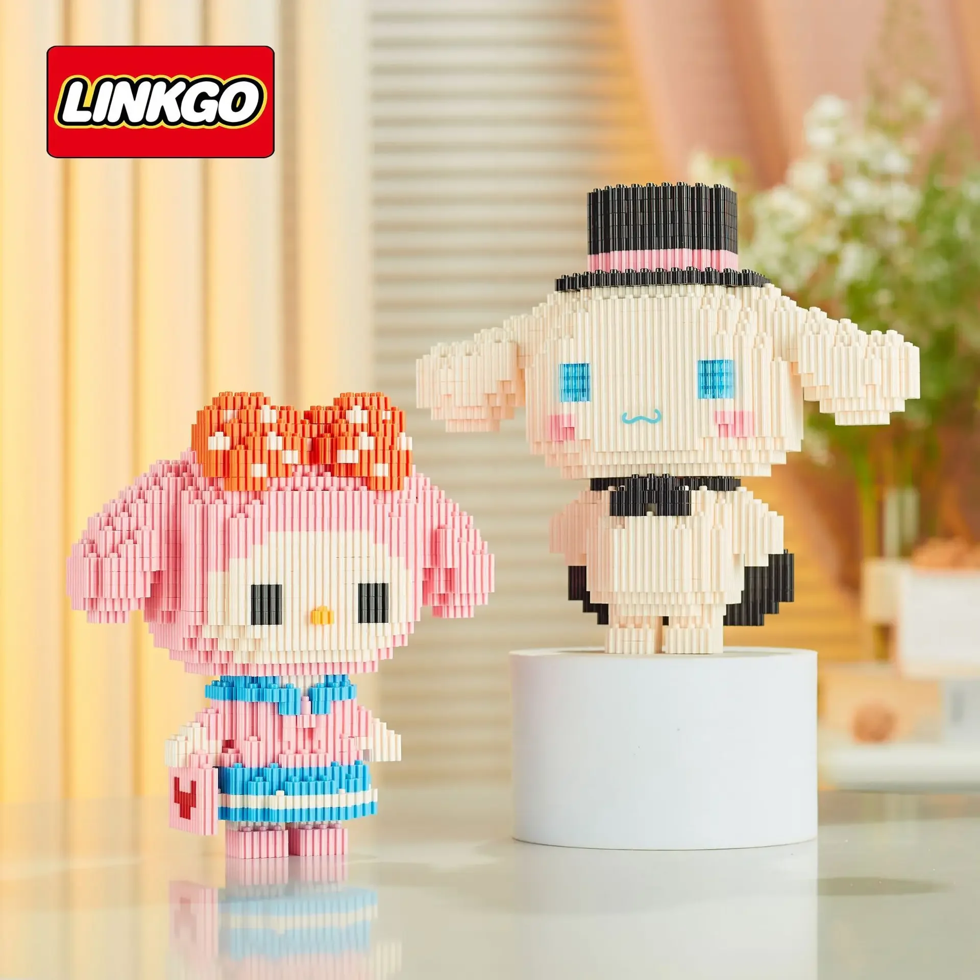 Sanrio Kuromi Diamond Building Blocks Мелодия CinnamonRoll Pom Purin Dog Linkgo Connection Мини-кирпичи Фигурки