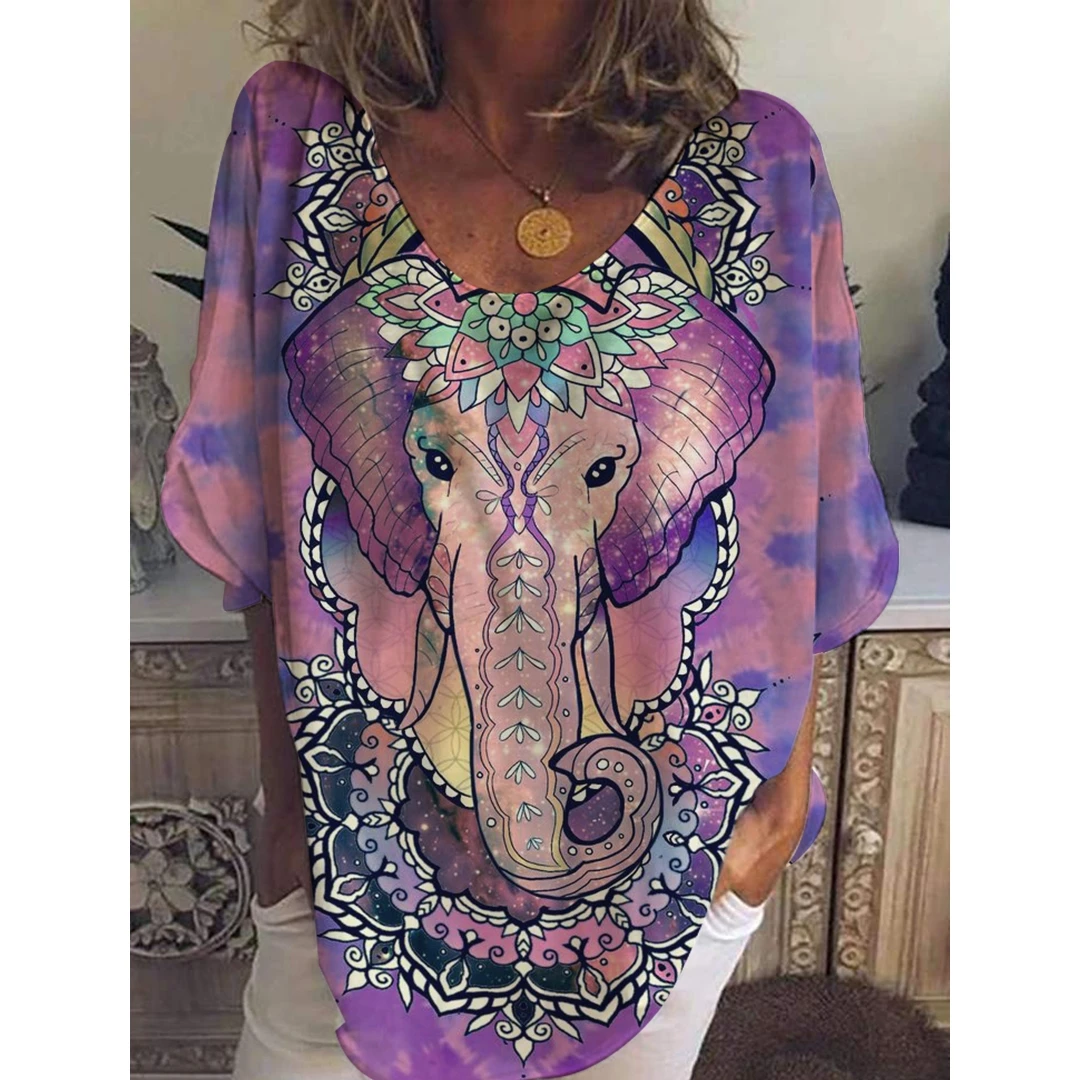 

Animals Women T Shirt 2022 Summer Fashion Casual Pullover Tops Casual Vneck Short Sleeve Tops Summer Loose Animal Print Pullover