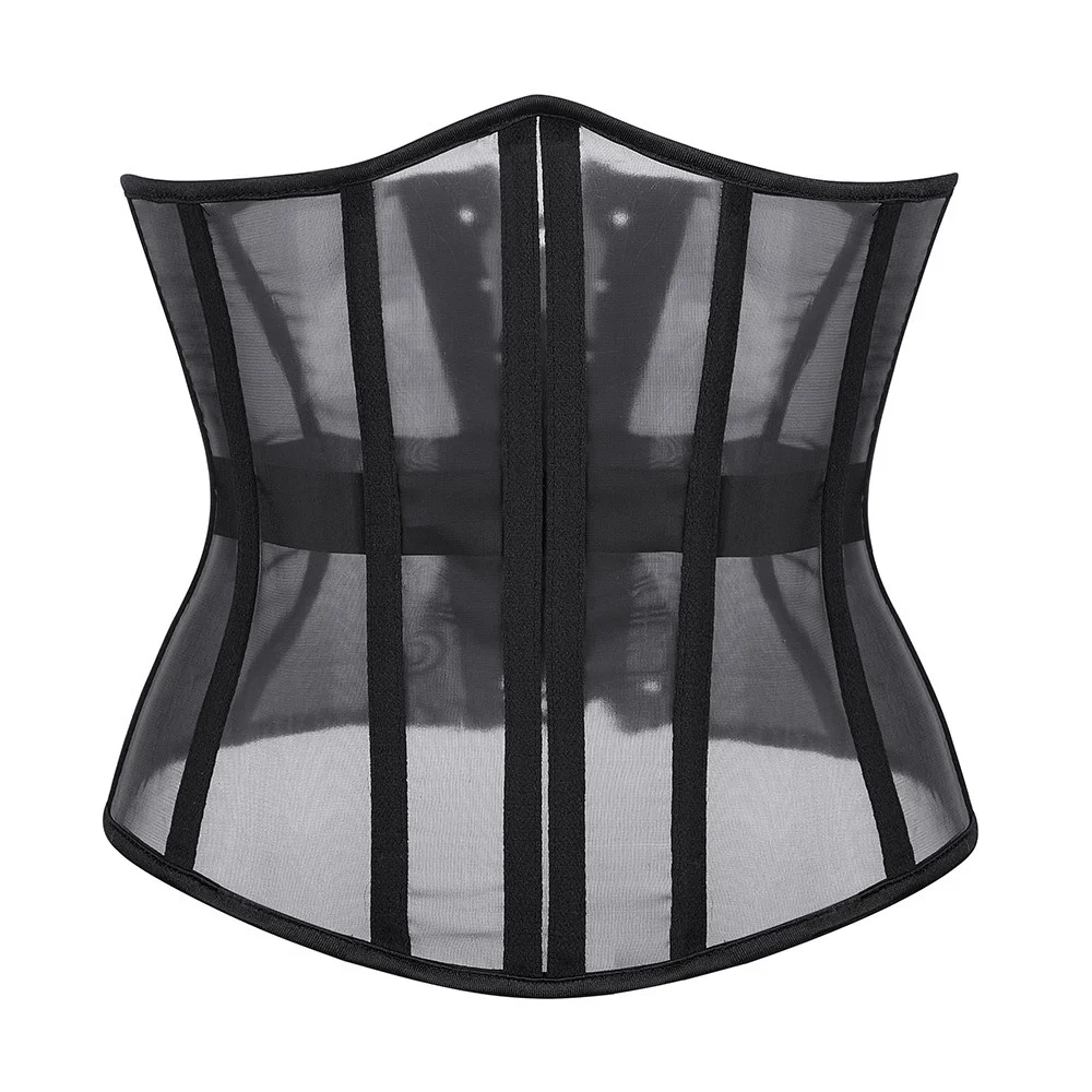 

Black Mesh Corset Sexy Gothic Bustiers and Corsets Underbust Corselet Modeling Strap Waist Trainer Corset Belly Slimming Sheath