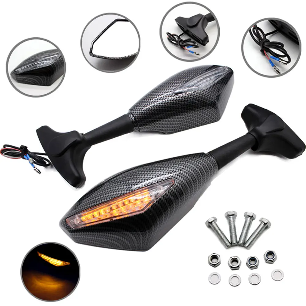 

Motorcycle Rearview Mirrors Side Mirror Acrylic Amber for KAWASAKI Honda CBR125R CBR600F CBR900RR Yamaha YZF R1 R6 FZ1