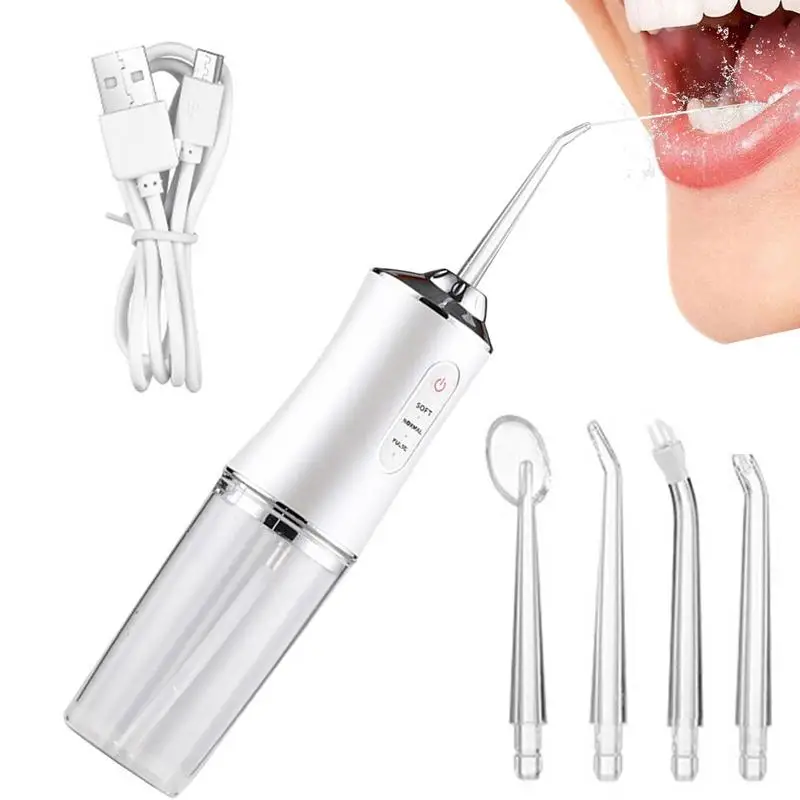 

Portable Electric Oral Irrigator Water Flosser Water Jet Tools Pick Cleaning Teeth 200ML 4 Nozzles Mouth Washing Machine Floss