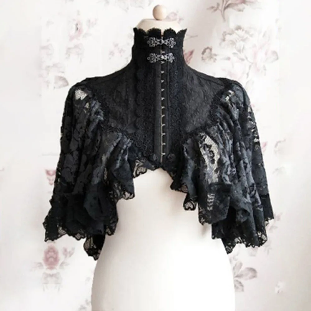

Plain Vintage Summer Women's Dress Medieval Vintage Lace Cape Women Shawl Turtleneck Luxury Fashion Elegant Retro Gothic Capes