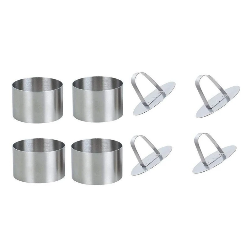 

Dessert Rings, Cake Ring, Professional Pastry Rings, Round Cake Pan Includes 4 Rings And 4 Spatula Presses