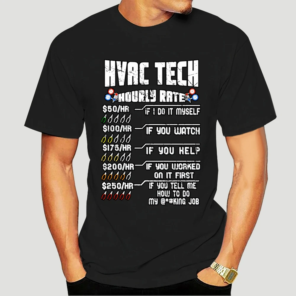 Мужская футболка HVAC Tech Повседневная оценка забавная Женская фотография |