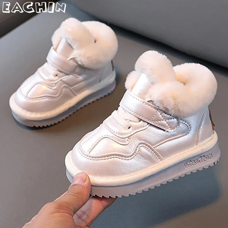 Зимние ботинки для детей модная водонепроницаемая обувь из искусственной кожи