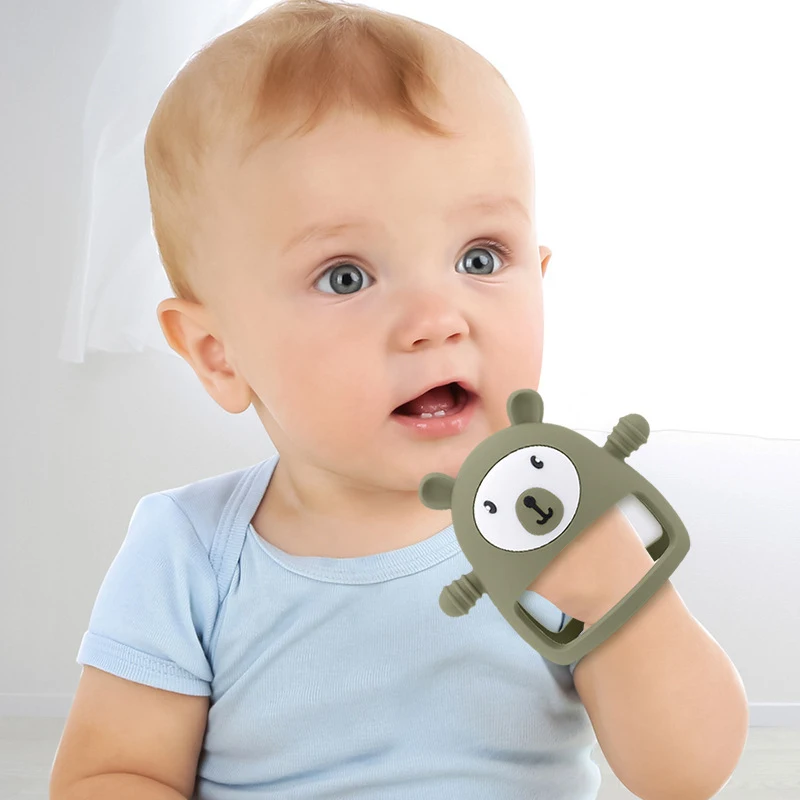 

Baby Teether Bears Shaped Hand Guard Teether Silicone Anti Eating Hand Baby Molars Chew Toys Baby Inflant Items