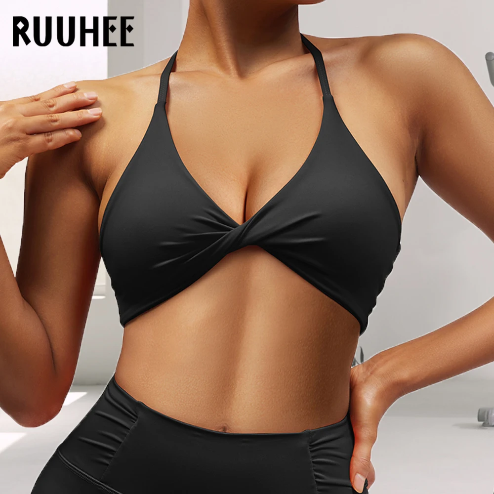 

Женский спортивный бюстгальтер RUUHEE, спортивный бюстгальтер с подкладом для фитнеса, спортивный бюстгальтер на бретельках, спортивный топ с регулируемым плечевым ремнем, бюстгальтер для йоги с открытой спиной