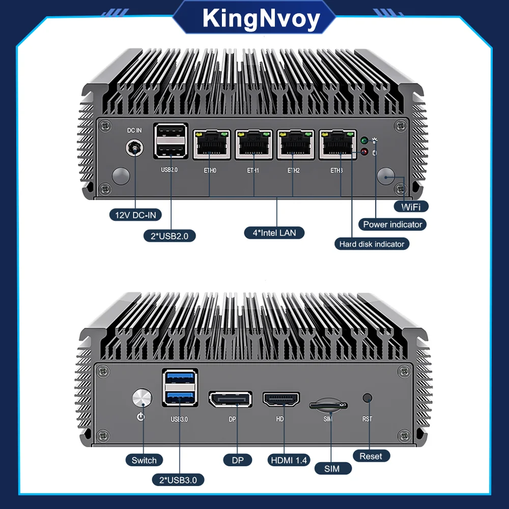 

pfSense Mini PC Firewall Pentium N5000 2.5G Soft Router Quad Core TDP 6W 4 Intel i225 AES-NI ESXI OPNsense Industrial Appliance
