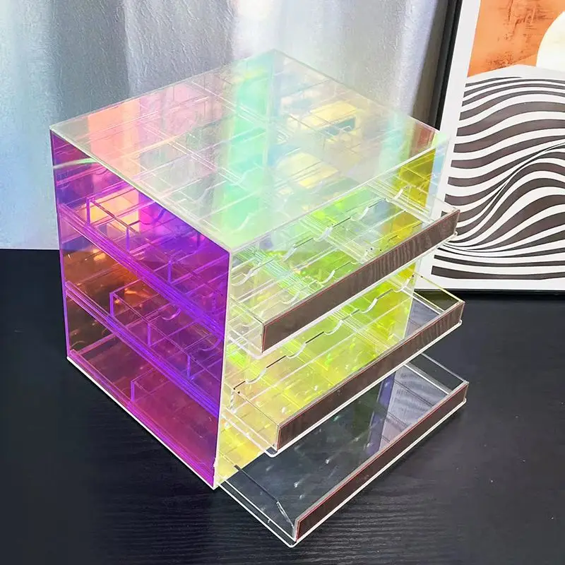 

Акриловый Настольный многоуровневый туалетный столик Rainbow, косметика, товары для ухода за кожей, коробка для хранения с воздушной подушкой