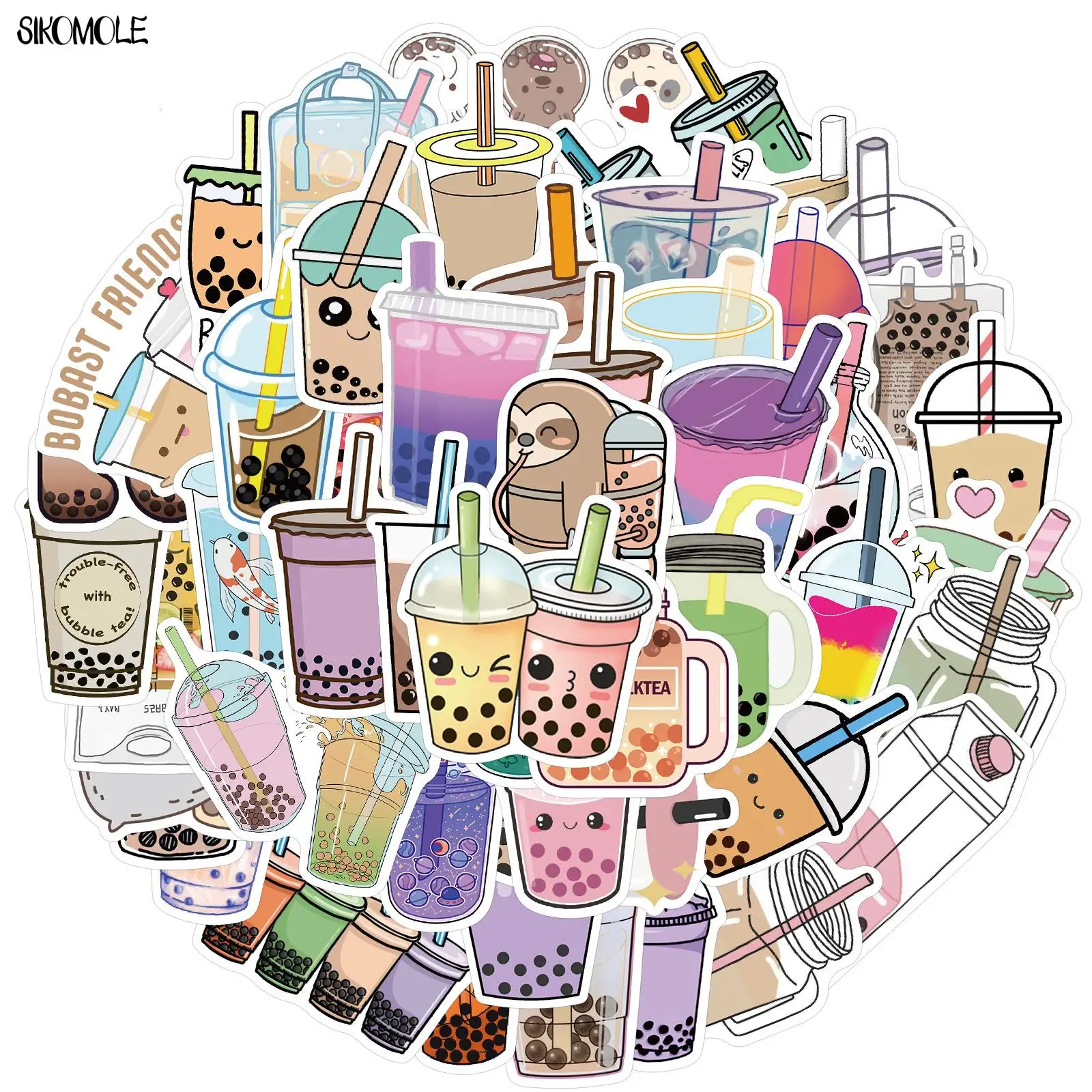 10/30/50PCS Kawaii Pearl Milk Tea Stickers DIY Notebooks Phone Luggage Laptop Boba Bubble Teas Sticker Graffiti Decal Sticker F5