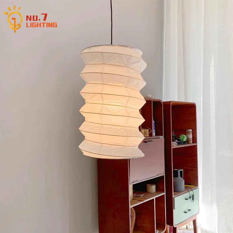 

Japanese Retro Akari Noguchi Yong Pendant Lights White Rice Paper Decorative Hanging Lamp for Living/Dining Room Bedroom Salon