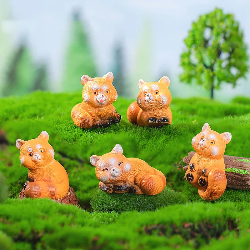 

1 Pc Cute Red Panda Figurines Resin Micro Landscape Home Desktop DIY Decor Accessories Cute Fairy Dollhouse Ornaments