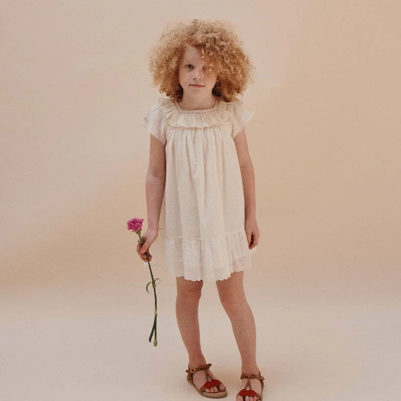 Детское платье Новинка лета 2024 принцессы в пасторальном стиле с вышивкой и
