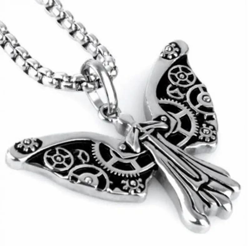 

Men's Classic Fashion Punk Angel Gear Pattern Wings Pendant Casual Entertainment Rock Hip Hop Party Necklace Accessories