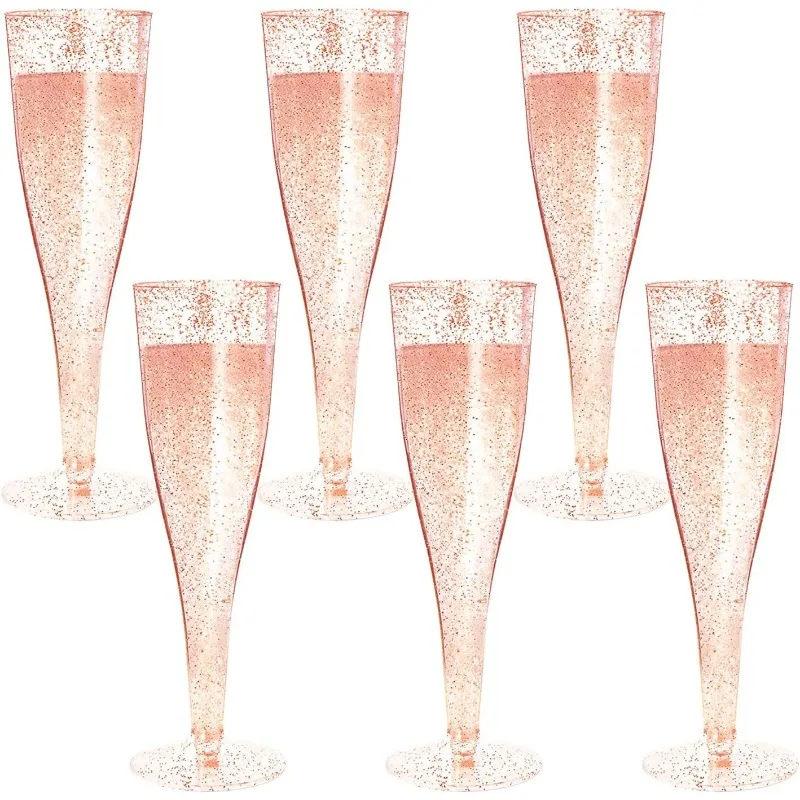 

10pcs 4.5OZ/135ml Plastic Champagne Flutes Disposable Goblet Clear Cocktail Red Wine Glasses Wedding Party Bar Event Supplies