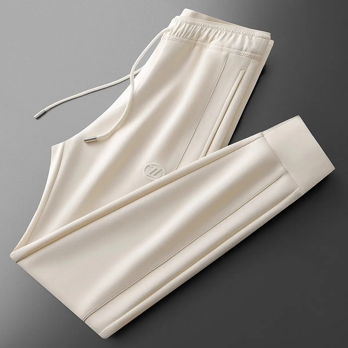 Осенне-зимняя мода с однотонными хлопковыми брюками воздушным слоем для мужчин