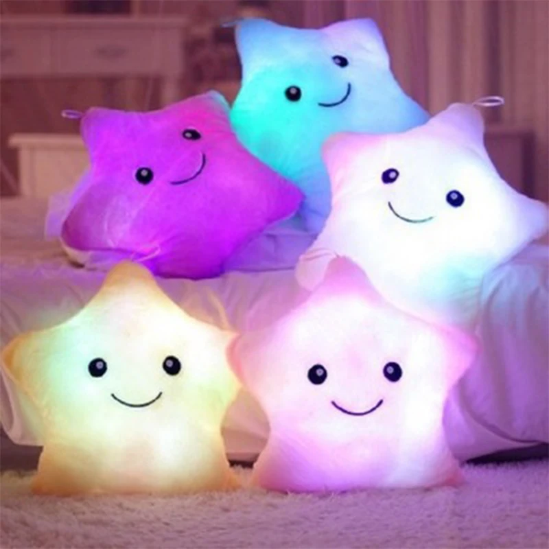 

Cute Colorful Plush Star Children's Pillow Toy Lamp Soft Luminous Cushion Pentagram Luminous Home Decoration Creative Pillow