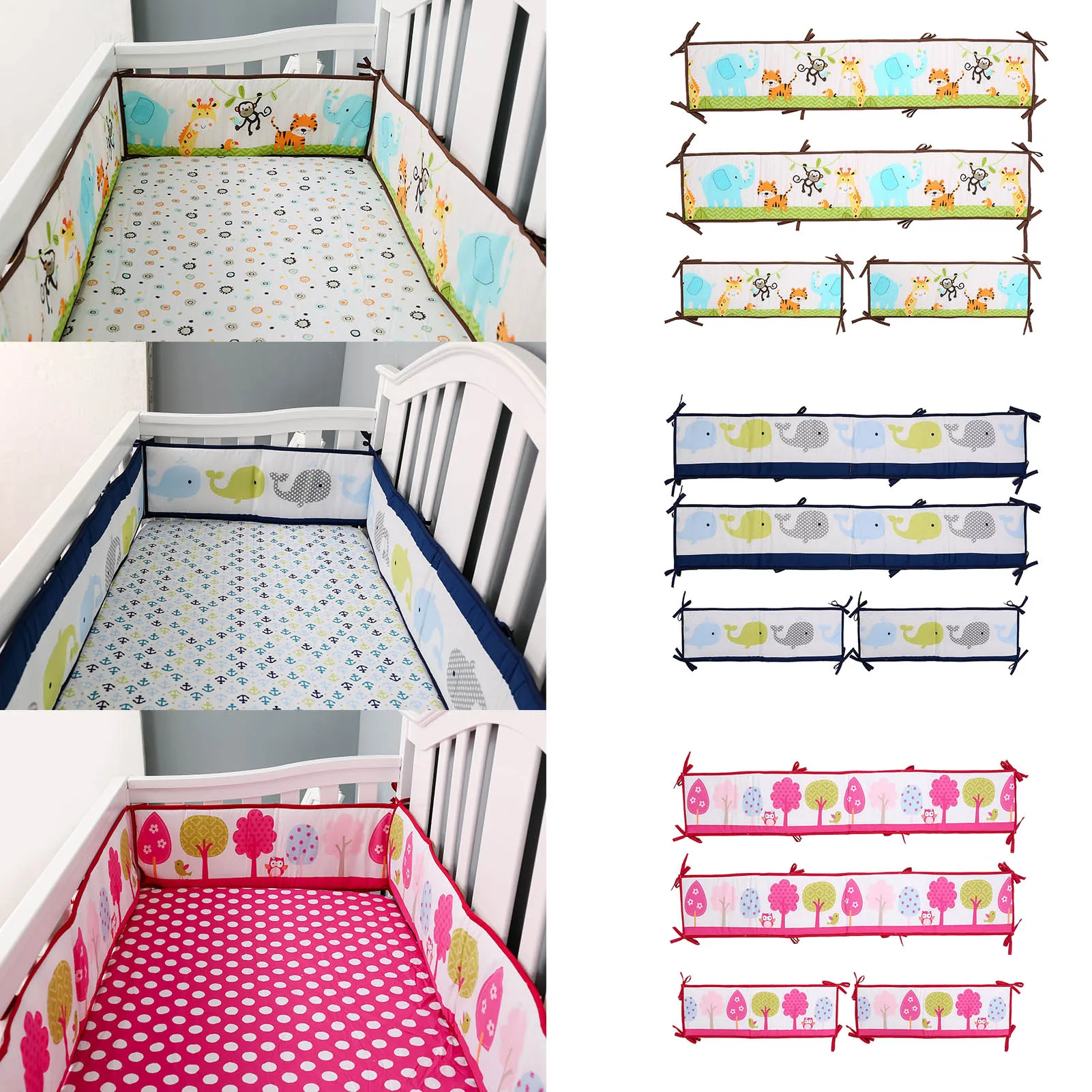 

4Pcs Baby Bed Bumpers Cotton Soft Crib Anti-Collision Newborn Bed Protector Cot Bumpers Bedding Set Infant Kids Room Decor