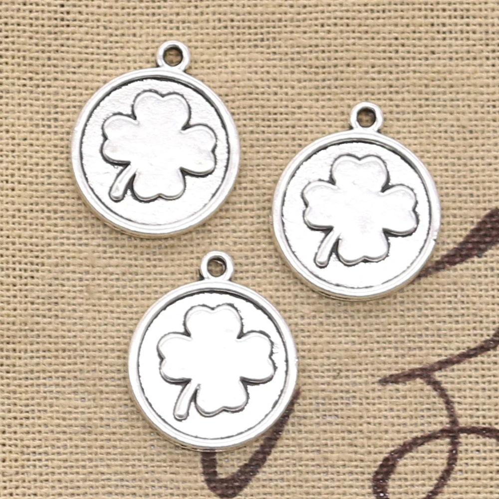 

8pcs Charms lucky irish four leaf clover 21x18mm Antique Silver Color Pendants Making DIY Handmade Tibetan Finding Jewelry