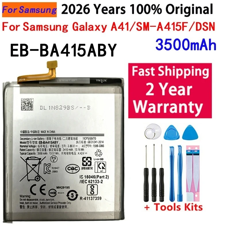 Фото Новейшая модель, 100% новая, оригинальная сменная батарея EB-BA415ABY 3500 мАч для мобильного телефона Samsung Galaxy A41 A415 A415F + инструменты №1