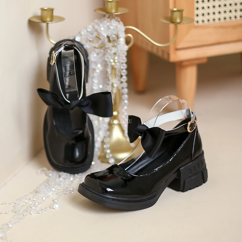 

Туфли женские 2022, из натуральной кожи, с бантом, для колледжа, весны