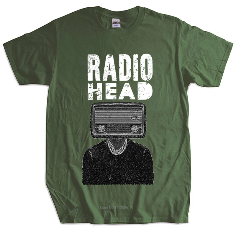 Мужская летняя футболка с радиоголовой рок-группа постер Thom Yorke (ZINK белый