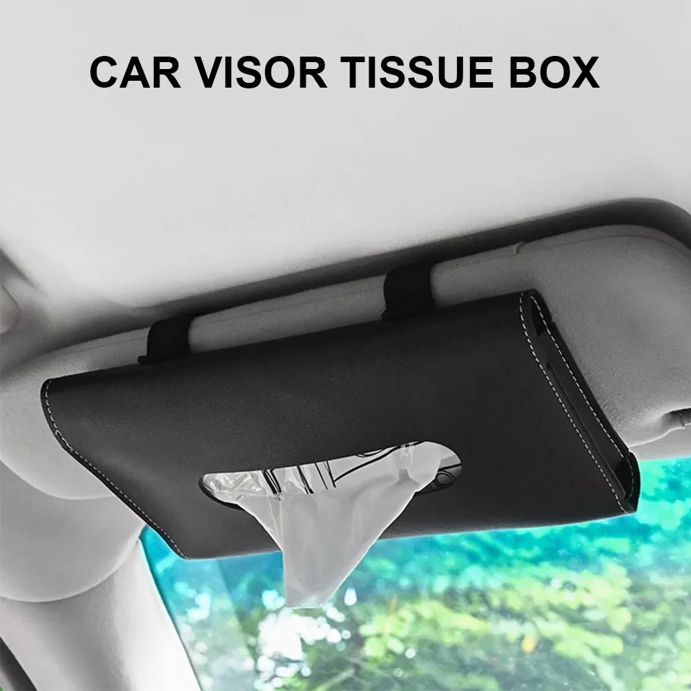 

tissue boxes Car Tissue Case Leather Sun Visor Napkin Box Holder Hanging Auto Storage Box Decoration for Car interior Accessorie