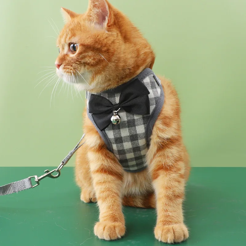 

Клетчатый черный, белый жилет, поводок для собаки, одежда для питомца, нагрудный ремень, одежда для собак, одежда для кошки, милый летний модн...