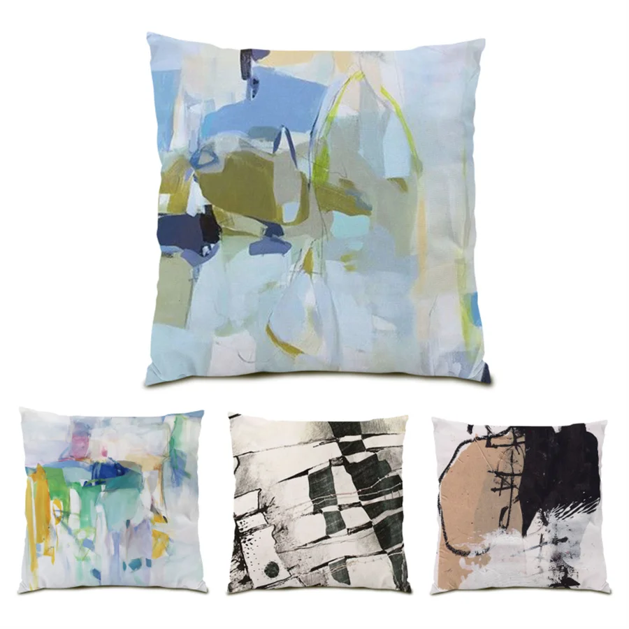 

Pattern Living Room Decoration Artistic Abstract Cushion Cover Decorative Velvet 45x45 Pillowcase Polyester Linen E0334