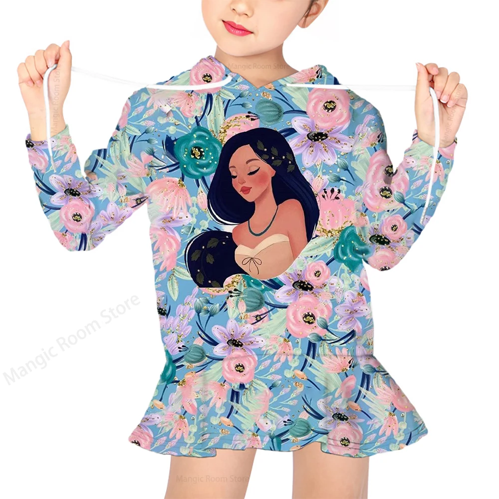 Купи Disney Princess Jasmine Sweater Spring Autumn Girls Sweater Disney Long Sleeve Print Sweater Baby Hooded Top Clothes за 138 рублей в магазине AliExpress