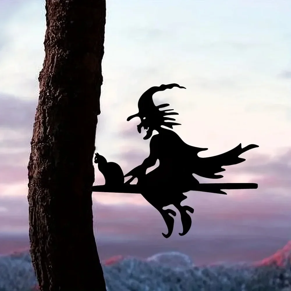 1 шт. таинственная страшная Ведьма и кошка на ветке стальной силуэт Превратите