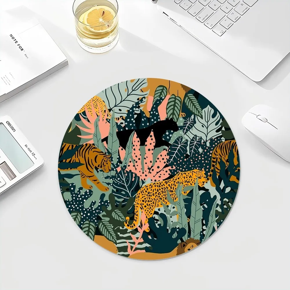 Коврик для мыши с изображением тигра джунглей INS Tide круглый коврик клавиатуры