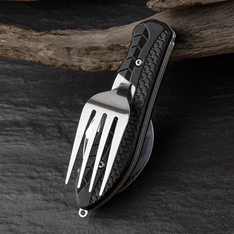 

Stainless Outdoor Knife Multitool Portable Utensils Foldable Camping Combo Spoon Fork Opener Set Cutlery Bottle Steel
