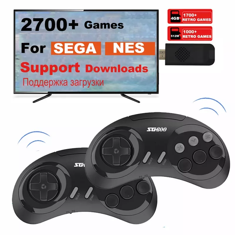 

16 Bit Retro Video Game Consoles For SEGA NES Genesis Controller Built in 2700+ Games HDMI-Compatible Game Stick Game Player