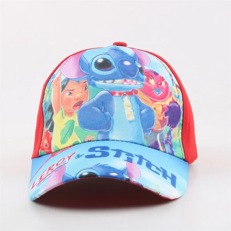Фото Бейсболка с принтом мультфильма Disney Lilo & Stitch для девочек и мальчиков, бейсболка с защитой от солнца, поликоттоновая кепка с козырьком, подарок на день рождения №5